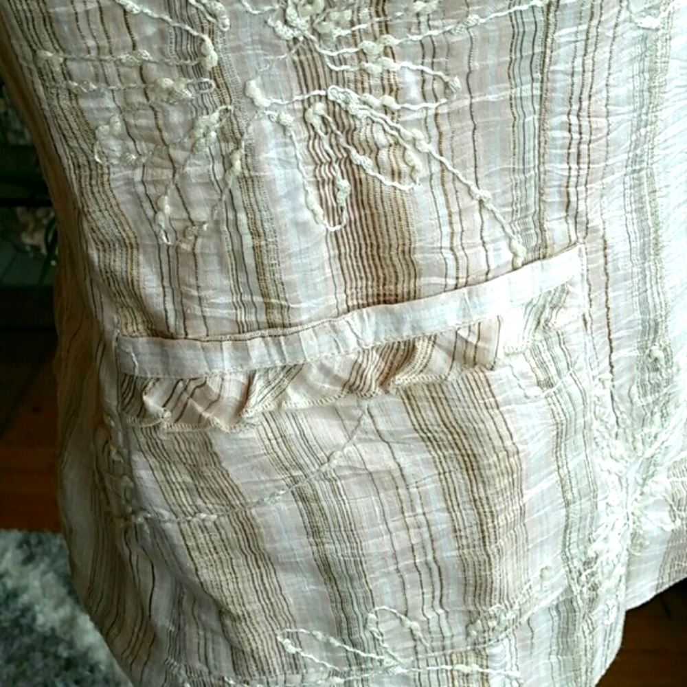 Blue Ice Ivory Embroidered Blazer Jacket Size 6 - Picture 7 of 9
